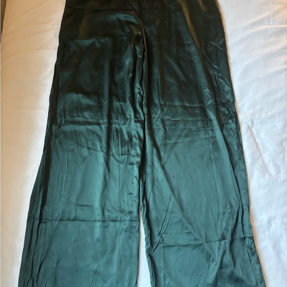 Madewell Satin Green Pants (Size L)